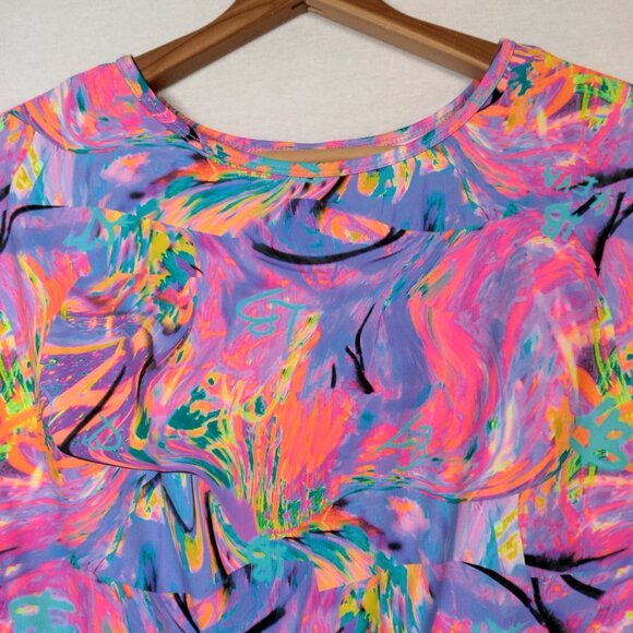 Lisa Blue Call Of The Whale Dress AUS UK 14 US 10 Beach Ruffle Psychedelic Swirl - Picture 7 of 16